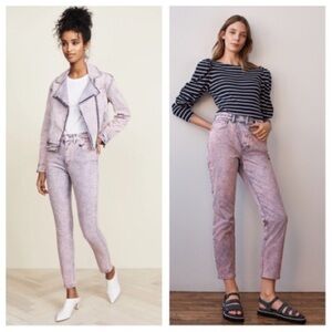 La Via Rebecca Taylor High Rise Ines Pink Acid Slim Straight Ankle Jeans sz 25